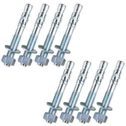 1/2"x4"Wedge Anchors by Zinced of Heavy-Duty Fastener for Cement and Concrete (8pcs Pack) - size: 1/2"x 4"-8pcs