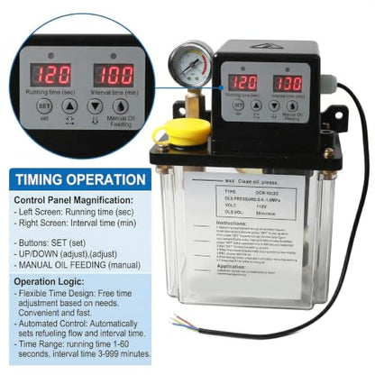 110V 2L Automatic Lubricating Oil Pump CNC Electromagnetic Oiler