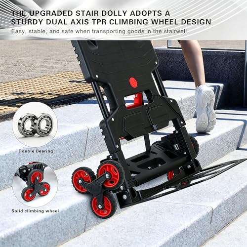 2 in 1 Folding Hand Truck Dolly,330LB Stair Climbing Dolly Cart,Red - color: Red