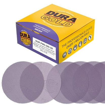 Dura-Gold Premium 320 Grit 5" Purple Ceramic Mesh Sanding Discs, Box of 30 - style: 320 Grit