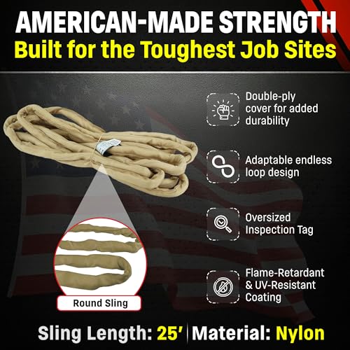 Chenango Supply VR4 25ft Tan Endless Round Polyester Rigging Sling - size: 25 ft