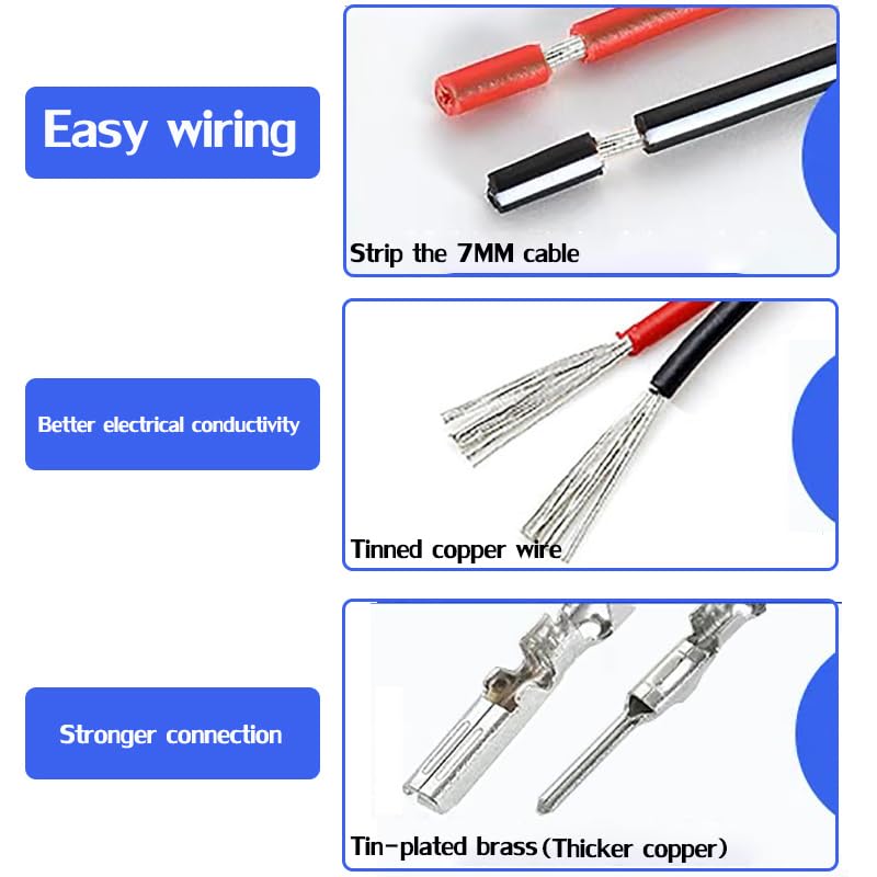 2 Pin Connector Waterproof,2Pin Way Car Electrical Connector with Wire 16AWG Marine for Car,Truck,Boat,Motorcycle and Other Wire Connections. (5pairs) - size: 2-way