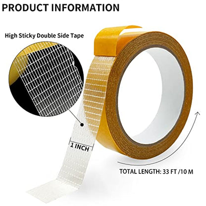 Birllaid Fabric Tape Multifunctional Double Sided Tape,Clear Tape for Clothes,Double Stick Carpet Tape Heavy Duty 1inchx33FT10m High Stickness Strong 2 Sided Tape - size: 1inchx33FT(10m)