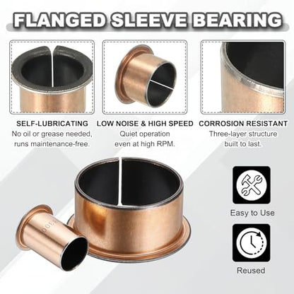 uxcell 10Pcs Flanged Sleeve Bearing 18mm Bore x 20mm OD x 15mm Length - size: 18x20x15mm, 26mm Flange Diax1.0mm Flange t