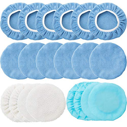 20 Pcs 9-10 Inch Microfiber Car Buffer Pads Polisher Bonnet Buffing Cover