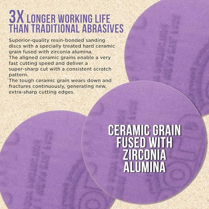 Dura-Gold Premium 2500 Grit 3" Purple Film Ceramic Sanding Discs, Box of 30 - style: 2500 Grit
