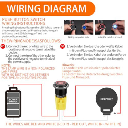 2PCS 22mm 20A Latching Push Button Switch 12V-24V DC 185 Symbol Discs - color: Red-Latching