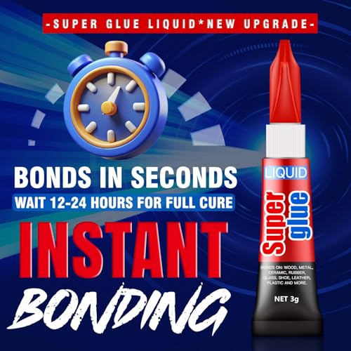 ALECPEA Super Glue, 24 X 3g, Liquid Instant Glue for Metal and Ceramic - color: Liquid