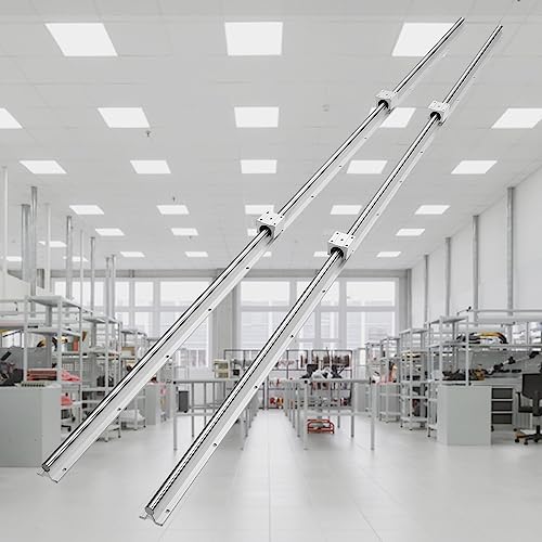 VEVOR Linear Rail, 2 PCS SBR 20-2200mm, Linear Guideway Rail, and 4 PCS SBR20UU Square Type Carriage Bearing Blocks, Linear Guide Rails for Automated Machines Equipments and DIY CNC Routers