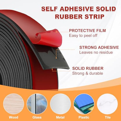 PATIKIL Neoprene Rubber Strips 1" Wide x 1/16" Thick x 10' Long, Self Adhesive Solid Rubber Sheet for Shock Absorption Gasket DIY Crafts Sealing Weather Striping, Black - size: 1" W x 1/16" T x 10' L