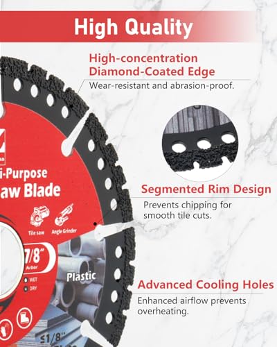 2 Pack 4.5" Diamond Saw Blade, Multi Purpose Cutting Disc, with 7/8" Arbor
