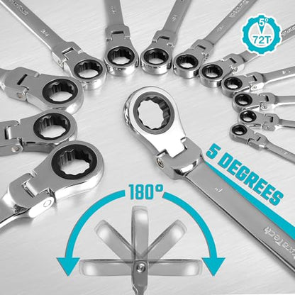 DURATECH 3/4" Flex-Head Ratcheting Combination Wrench - style: 3/4"