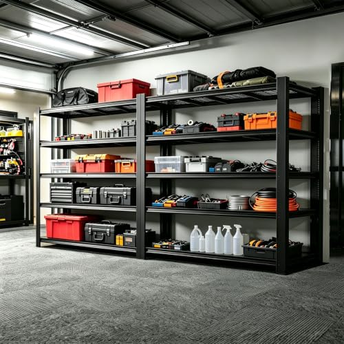 62" W Storage Shelves Unit,5 Tier Heavy Duty Metal garage Shelving Unit - size: 72"H × 62"W × 24"D
