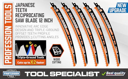 Amartisan 5-Piece Arc Edge Saw Blades - size: Arc Edge Wood Pruning Saw Blades (12 Inch)
