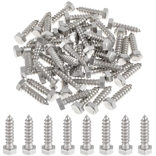 Zonon 100 Pcs 3/8''X 1-1/2'' 304 Stainless Steel Lag Screw for Wood, Silver - color: Silver, size: 3/8''X 1-1/2''