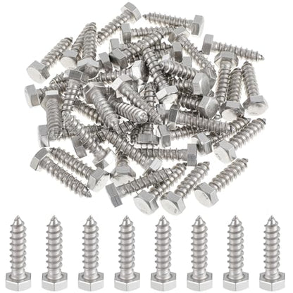 Zonon 50 Pcs 3/8'' X 1-1/2'' 304 Stainless Steel Lag Screw for Wood, Silver - color: Silver, size: 3/8" X 1-1/2"