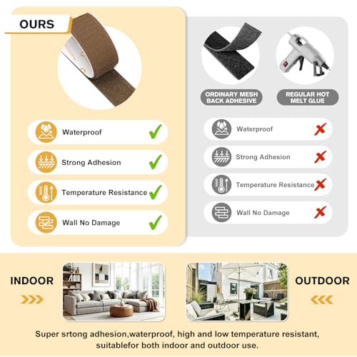 SummerBrite Hook and Loop Strips with Adhesive, Brown, 1 x 5 in, 20 Pairs - color: Brown, size: 1x5 IN 20 Pairs