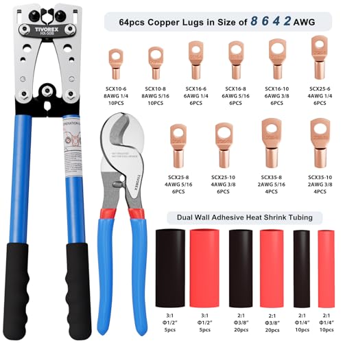 Battery Cable Crimping Tool for AWG 10-1/0 Electrical Wire Lug