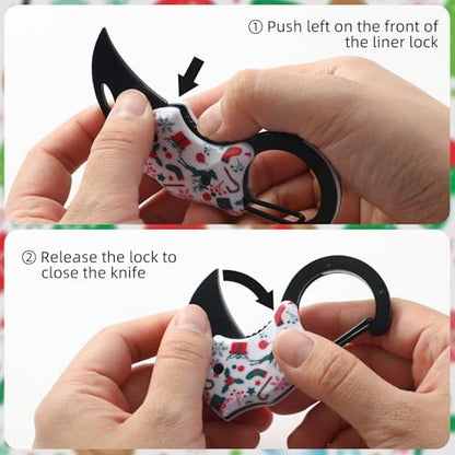 Small Pocket Knife for Women Men, Cute Box Cutter, Folding Utility Knife with 1.38''Sharp Blade, Mini EDC Knives for Everyday Carry, Ideal Gifts for Men and Women（Christmas Gifts） - color: Christmas Gifts