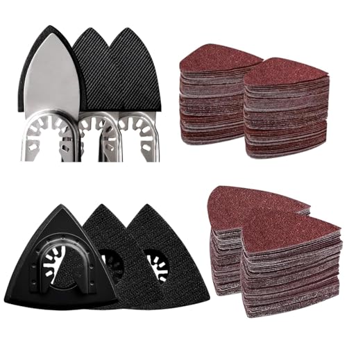 156Pcs Oscillating Tool Sanding Pads Kit, 3Pcs Triangle Sanding Pads and 3Pcs Finger Sanding Pad, 150Pcs Multitool Sandpaper Set, Grit Fit for Finishing Wood Sanding - size: 156pcs Triangle and Finger Sanding Pads