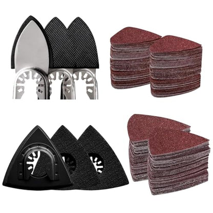 156Pcs Oscillating Tool Sanding Pads Kit, 3Pcs Triangle Sanding Pads and 3Pcs Finger Sanding Pad, 150Pcs Multitool Sandpaper Set, Grit Fit for Finishing Wood Sanding - size: 156pcs Triangle and Finger Sanding Pads