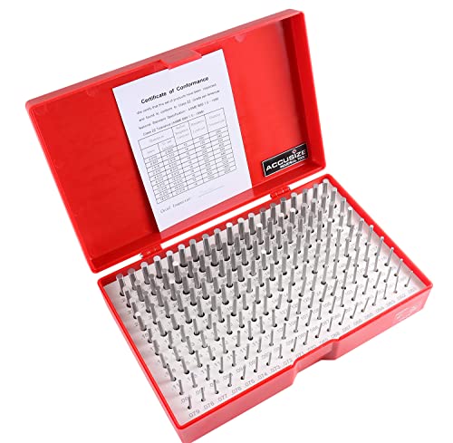 Accusize Industrial Tools 0.061'' to 0.250'' Minus Class Zz Pin Gauge Set, 2'' Overall Length, 190 Pcs/Set, M1(-) - size: 0.061"-0.250", w/o Aluminum Case