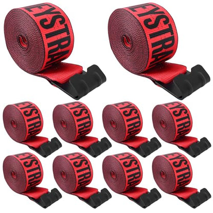 Red Winch Straps 4" x 30 FT - Heavy Duty Flat Hook Tie Downs with 18000lb Break Strength, 6000lb Safe Working Load for Recovery, Flatbed Trailers, Trucks & Farm Use - color: Red