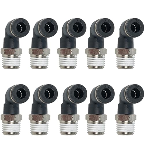 10PCS Male Elbow 1/4" Tube OD x 1/4" NPT Push to Connect Fittings - size: 1/4"OD x 1/4"NPT