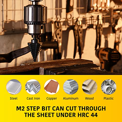 Anfrere 10 Sizes Step Drill Bit for Metal Sheet, 1/4 to 1-3/8 Inches - style: 1pc HSS Bit