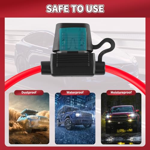 Inline Fuse Holder 12V 2 Pack, 14 AWG Waterproof Fuse Holder 11.8 Inch, in Line Fuses Holders 12V with 2 Pcs Standard Car Fuses 20A Blade Holders for Automotive, Marine by XIOGZAXI - size: 14 AWG / 11.8 INCH