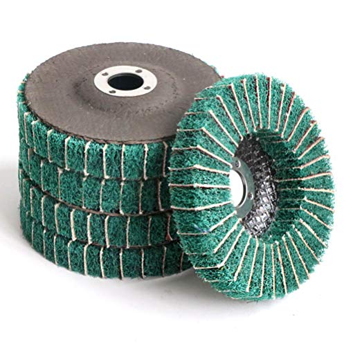 FPPO 5Pcs 4.5" x 7/8" Nylon Fiber Flap Disc Polishing Grinding Wheel,Scouring pad Buffing Wheel for Angle Grinder, Polishing Tools (Grit 120) - style: grit 120