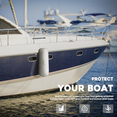 4 Pack 10 x 28 Inches Boat Fenders Bumpers for Docking - color: Ploar White