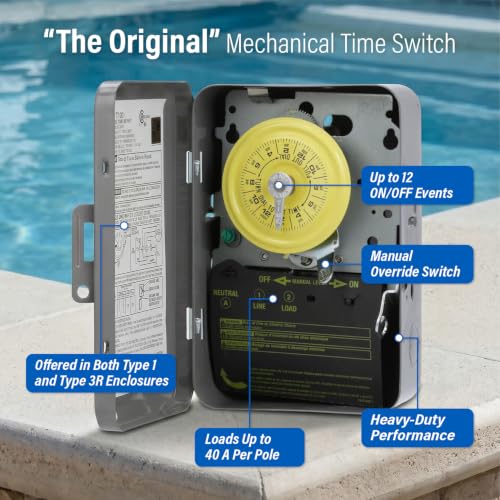 Intermatic T104M 24-Hour Mechanical Timer Mechanism, 208-277V DPST - size: 1-Pack