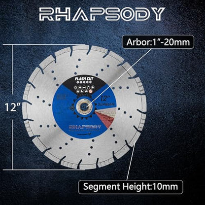 RHAPSODY 12Inch Laser Welded Diamond Saw Blade,Segmented All Purpose Blade - size: 12 Inch