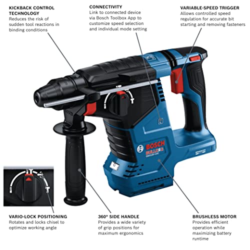 BOSCH GBH18V-24CN 18V Brushless Connected SDS-plus® Bulldog™ 1 In. Rotary Hammer (Bare Tool) - style: Tool Only