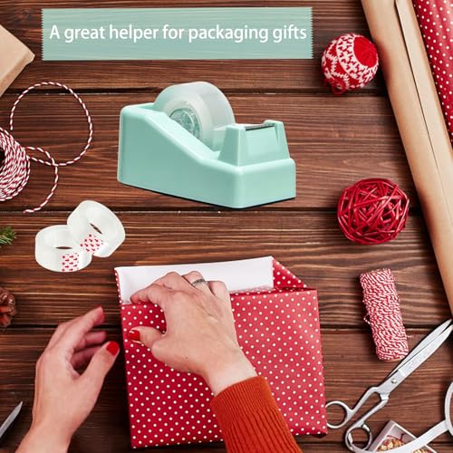 Tape Dispenser Desk,Desktop Tape Dispenser, Tape Dispenser with Weighted Non-Skid Base, Includes 6 Rolls Transparent Tape (0.71" x 1000"),Heavy Duty Tape Holder for Office, Home, School(Green) - color: Green