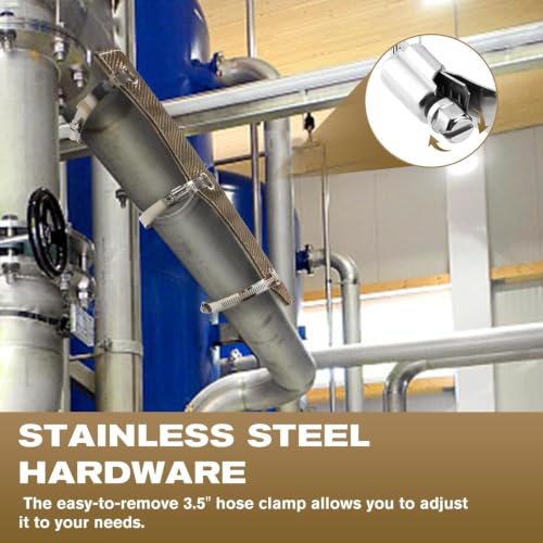Titanium Pipe Shield 8"x4", Exhaust Heat Shield, 2 Layer Motorcycle Exhaust Heat Shield, Muffler Heat Shield Exhaust Wrap Pipe Heat Insulation,Heat Protection up to 2500°F - size: 8" x 4"