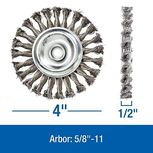 Mercer Industries 186510 - 4" x 1/2" x 5/8"-11 Knot Wire Wheel, .020 Carbon Steel Wire (with metric adapters) - color: .020 Carbon Steel (With Metric Adapters), size: 4" x 1/2" x 5/8"-11, style: Knot Wire Wheel