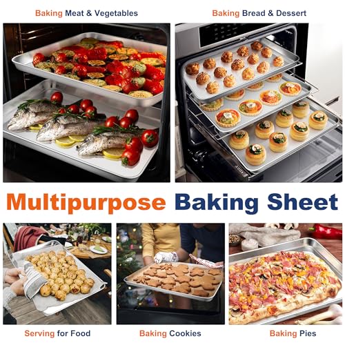 P&P CHEF Baking Sheet Pan, Stainless Steel Cookie Sheet, 16 Inch & 2 Pcs - size: 16 Inch