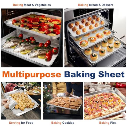 P&P CHEF Baking Sheet Pan, Stainless Steel Cookie Sheet, 16 Inch & 2 Pcs - size: 16 Inch