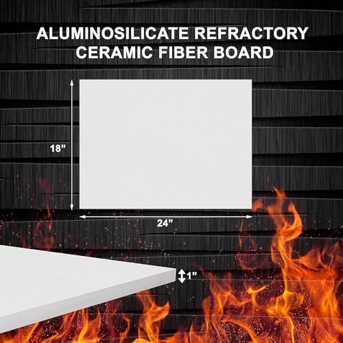 2 Pack Ceramic Fiber Board, 2300F Rated, 1" x 18" x 24", Fireproof Board - size: 1" x 18" x 24" / 2 PCS