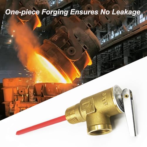 RV Hot Water Heater Temperature and Pressure Relief Valve, 210°F 150psi, Thickened Brass Body with Extended Probe, Safety Relief Valve for Electric Tank Water Heater, 1/2" NPT Thread Connection - size: 150 PSI 210°F, 1/2" NPT