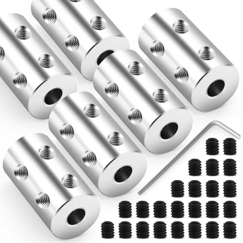 6pcs 8mm to 10mm Steel Shaft Coupling Joint Connector, Rigid Coupling Set Screw, Motor Shaft Connector for Motor Accessories - size: 8mm to 10mm