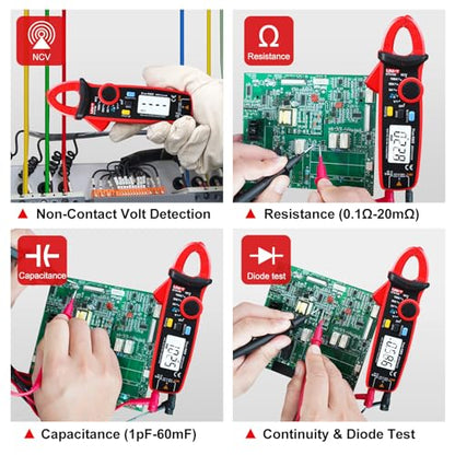 UNI-T UNI T UT210e Mini Digital Clamp Meter & Phillips Screwdriver, HVAC Tool AC DC Amp Clamp Meter Multimeter Tester Voltmeter Continuity Tester Capacitor Ohmmeter & Cross Screwdriver