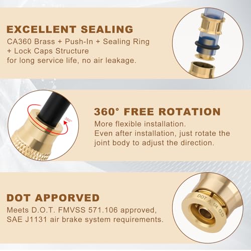 26PCS 5/32" 1/4" 3/8" Brass Dot Air Line Fitting Kit, Straight Union - size: 1/4" + 3/8" + 5/32"