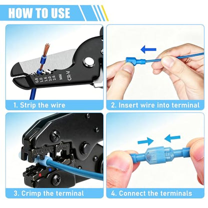 100PCS Spade Connector Kit, Quick Disconnect Male and Female Wire Connectors, Nylon Insulated Crimp Terminals for Automotive, Electronics