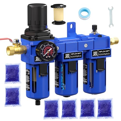 NEWPO 1/2'' NPT 3 Stage Compressed Air Filter Regulator Lubricator Combo - color: 1 Filter+1 Dryer, size: 1/2" NPT