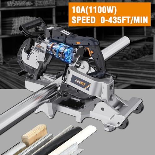 MAXXT 2-in-1 Band Saw with Table Saw Base, 10A 5-Inch Deep Cut Portable Band Saw, Lightweight Aluminum Body, Variable Speed, Handheld Multi-Purpose Portable Saw with Rolling Base for Metal & Wood - color: Bandsaw With Table Saw