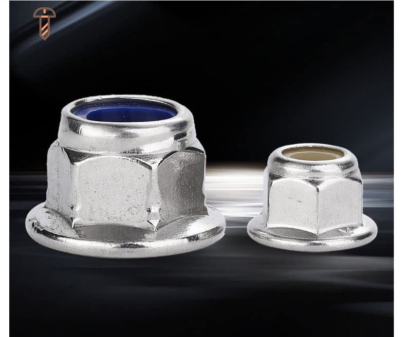 cSeao 20pcs M6 x 1.0mm Flanged Hex Nylon Inserted Lock Nuts, 304 Stainless Steel 18-8/A2-70, DIN6926 - size: M6 20pcs