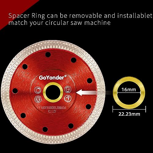 GoYonder 4.5 Inch Super Thin Diamond Saw Blade for Cutting Porcelain Tiles,Granite Marble Ceramics - size: 4.5"-Red-3 PCS